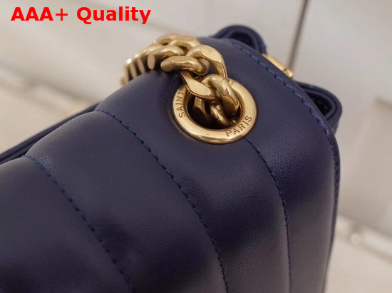 Saint Laurent Medium Vicky Chain Bag in Navy Blue Leather Replica