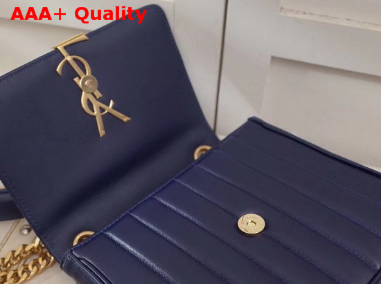 Saint Laurent Medium Vicky Chain Bag in Navy Blue Leather Replica