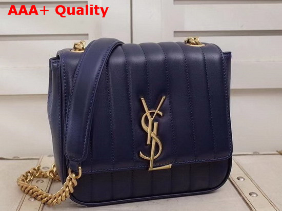 Saint Laurent Medium Vicky Chain Bag in Navy Blue Leather Replica