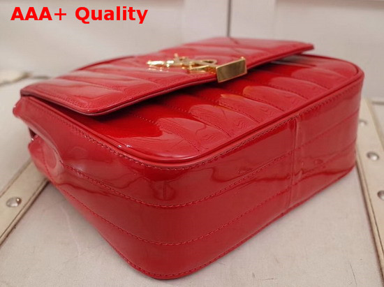 Saint Laurent Medium Vicky Chain Bag in Red Patent Leather Replica