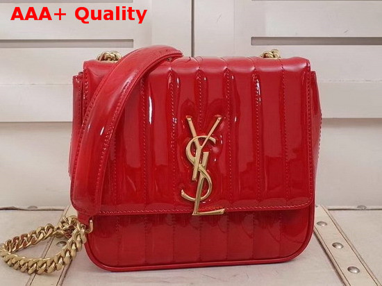 Saint Laurent Medium Vicky Chain Bag in Red Patent Leather Replica