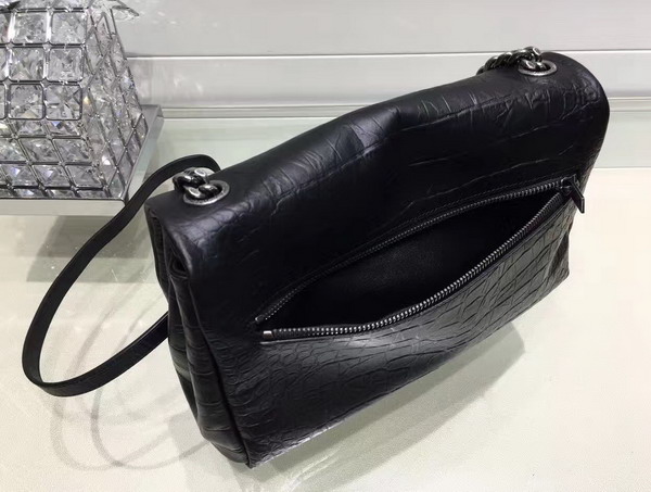 Saint Laurent Medium West Hollywood Monogram Saint Laurent Bag in Black Crocodile Embossed Leather for Sale