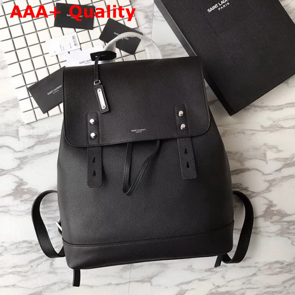 Saint Laurent Men Sac De Jour Souple Backpack in Black Grained Leather Replica