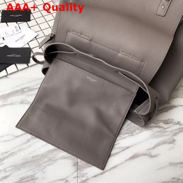 Saint Laurent Men Sac De Jour Souple Backpack in Grey Grained Leather Replica