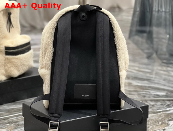 Saint Laurent Mini City Backpack in Beige Shearling Replica