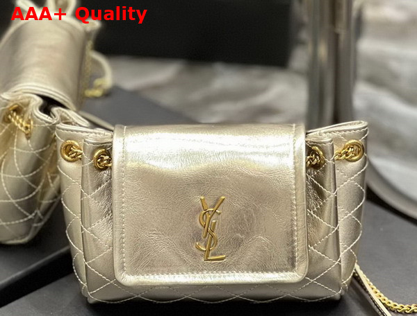 Saint Laurent Mini Nolita in Lambskin Champagne Replica