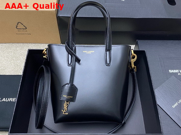 Saint Laurent Mini Toy Shopping Saint Laurent in Box Leather Black Replica