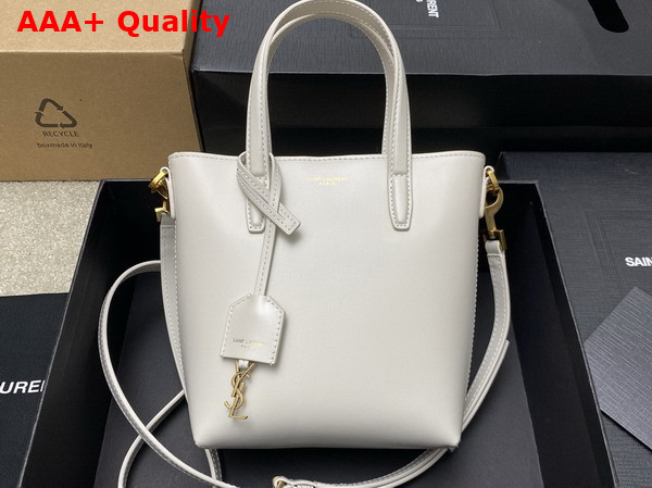 Saint Laurent Mini Toy Shopping Saint Laurent in Box Leather Blanc Vintage Replica