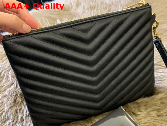 Saint Laurent Monogram A5 Pouch in Black Matelasse Leather Replica