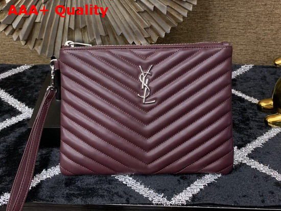 Saint Laurent Monogram A5 Pouch in Dark Legion Red Matelasse Leather Replica