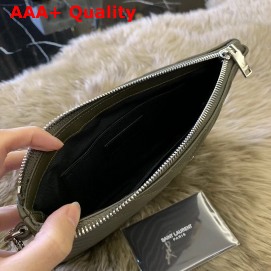 Saint Laurent Monogram A5 Pouch in Light Khaki Matelasse Leather Replica