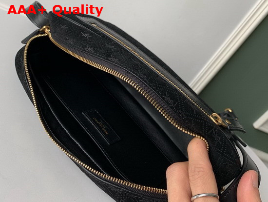 Saint Laurent Monogram All Over Camera Bag in Black Suede Calfskin Leather Replica