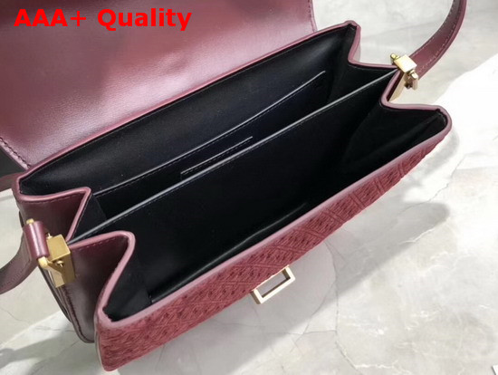 Saint Laurent Monogram All Over Small Satchel in Burgundy Suede Calfskin Leather Replica