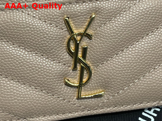 Saint Laurent Monogram Card Case in Beige Grain de Poudre Embossed Leather Replica