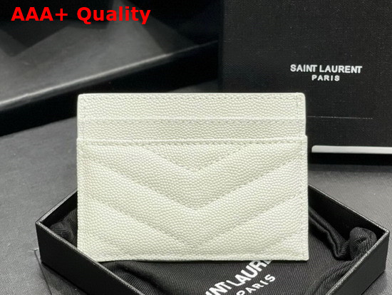 Saint Laurent Monogram Card Case in Blanc Vintage Grain de Poudre Embossed Leather Replica