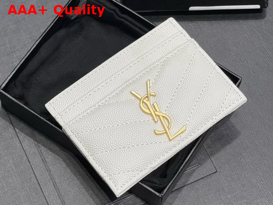 Saint Laurent Monogram Card Case in Blanc Vintage Grain de Poudre Embossed Leather Replica