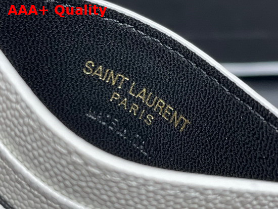 Saint Laurent Monogram Card Case in Blanc Vintage Grain de Poudre Embossed Leather Replica