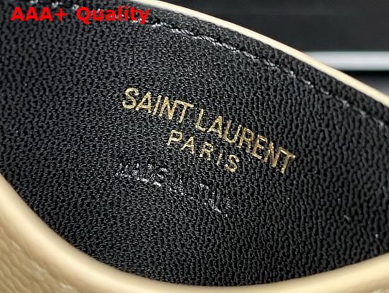 Saint Laurent Monogram Card Case in Dark Beige Grain de Poudre Embossed Leather Replica