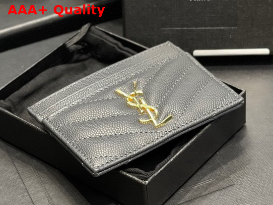 Saint Laurent Monogram Card Case in Storm Grain de Poudre Embossed Leather Replica