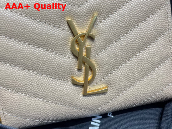 Saint Laurent Monogram Compact Zip Around Wallet in Grain de Poudre Embossed Leather Beige Replica