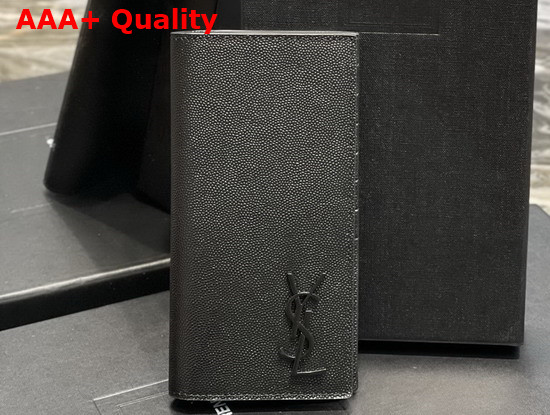 Saint Laurent Monogram Continental Wallet in Black Grain de Poudre Embossed Leather Replica