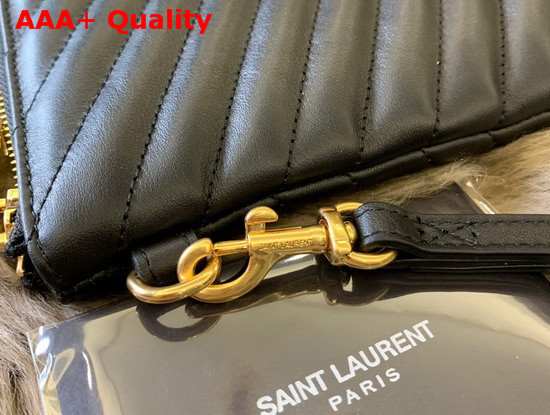 Saint Laurent Monogram Document Holder in Black Matelasse Leather Replica