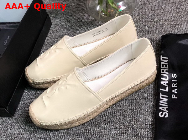 Saint Laurent Monogram Espadrilles in Beige Lambskin Replica