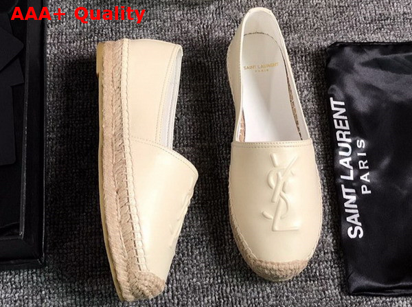 Saint Laurent Monogram Espadrilles in Beige Lambskin Replica