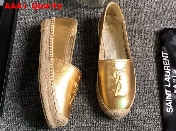 Saint Laurent Monogram Espadrilles in Gold Lambskin Replica