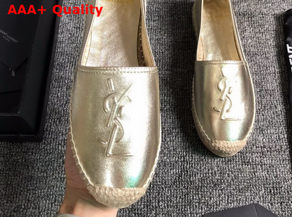 Saint Laurent Monogram Espadrilles in Light Gold Lambskin Replica