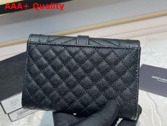 Saint Laurent Monogram Small Envelope Wallet in Black Mix Quilted Grained Leather Replica