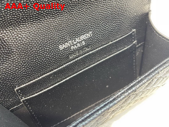 Saint Laurent Monogram Small Envelope Wallet in Black Mix Quilted Grained Leather Replica