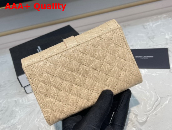 Saint Laurent Monogram Small Envelope Wallet in Dark Beige Mix Quilted Grained Leather Replica