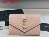 Saint Laurent Monogram Small Envelope Wallet in Pink Mix Quilted Grained Leather Replica