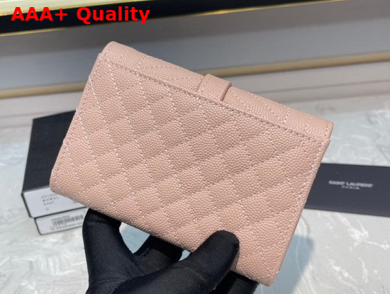 Saint Laurent Monogram Small Envelope Wallet in Pink Mix Quilted Grained Leather Replica