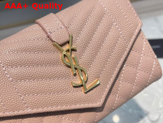 Saint Laurent Monogram Small Envelope Wallet in Pink Mix Quilted Grained Leather Replica