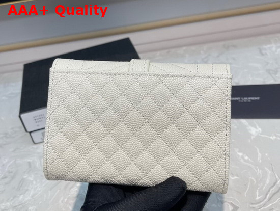 Saint Laurent Monogram Small Envelope Wallet in White Mix Quilted Grained Leather Replica