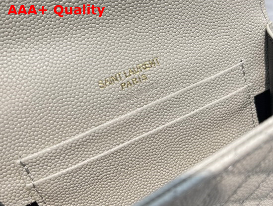 Saint Laurent Monogram Small Envelope Wallet in White Mix Quilted Grained Leather Replica