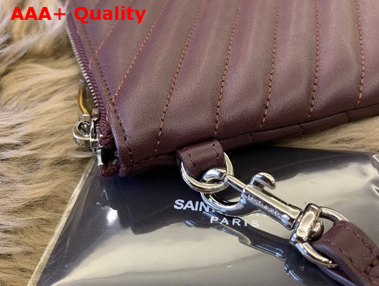 Saint Laurent Monogram Tablet Pouch in Dark Legion Red Matelasse Leather Replica