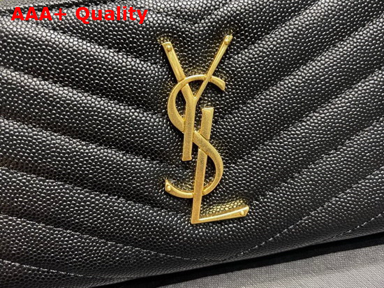 Saint Laurent Monogram Zip Around Wallet in Black Grain de Poudre Embossed Leather Replica