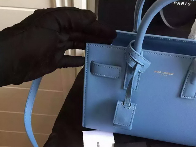 Saint Laurent Nano Sac De Jour Bag in Light Blue Leather for Sale