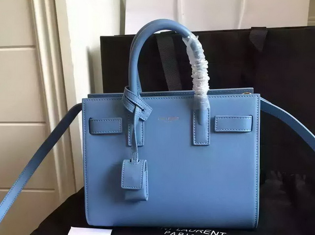 Saint Laurent Nano Sac De Jour Bag in Light Blue Leather for Sale