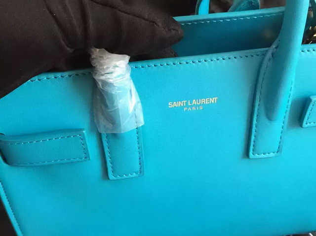 Saint Laurent Nano Sac De Jour Bag in Turquoise Leather for Sale