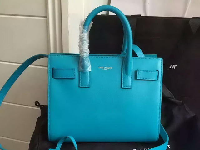 Saint Laurent Nano Sac De Jour Bag in Turquoise Leather for Sale