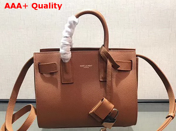 Saint Laurent Nano Sac De Jour Souple Bag in Brown Grained Leather Replica