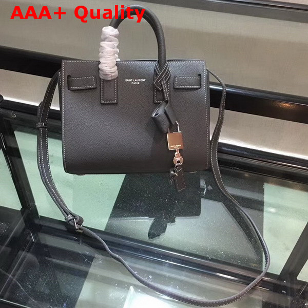 Saint Laurent Nano Sac De Jour Souple Bag in Grey Grained Leather Replica