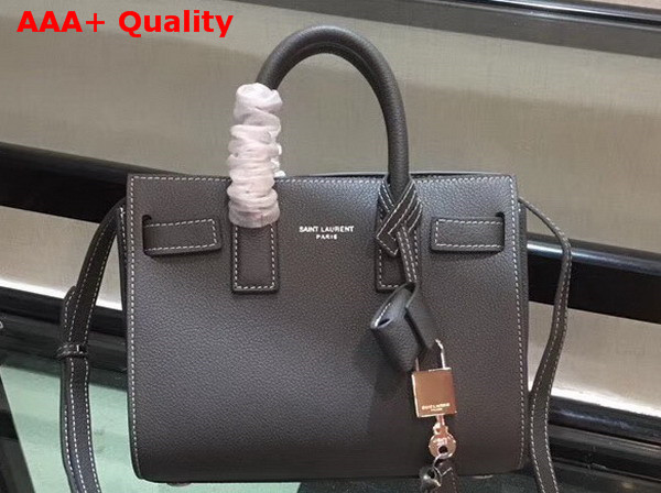 Saint Laurent Nano Sac De Jour Souple Bag in Grey Grained Leather Replica