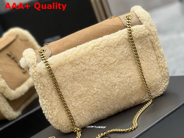 Saint Laurent Niki Baby Chain Bag in Natural Beige Suede and Shearling Replica