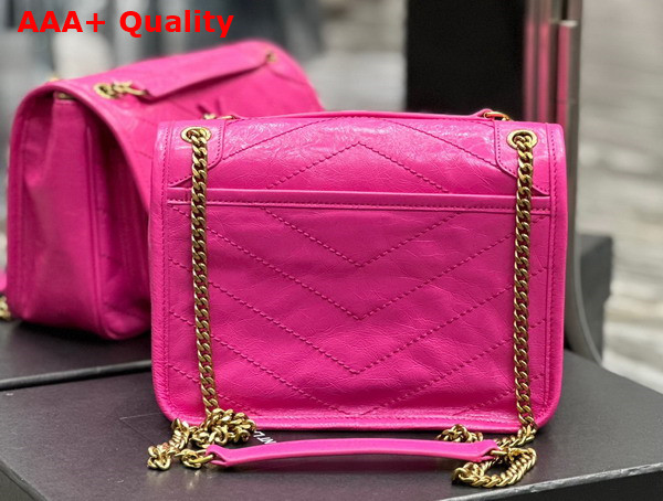 Saint Laurent Niki Baby Chain Bag in Neon Pink Crinkled Lambskin Replica