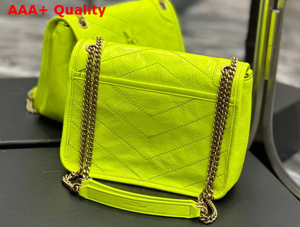 Saint Laurent Niki Baby Chain Bag in Neon Yellow Crinkled Lambskin Replica